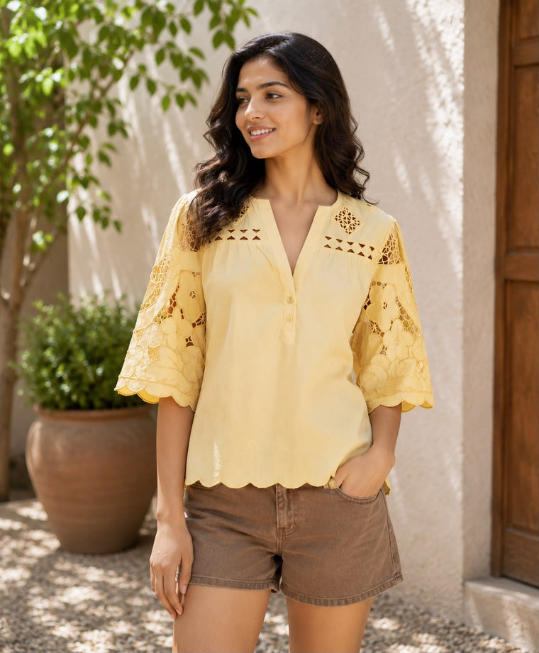 Sunlit Cutwork Top